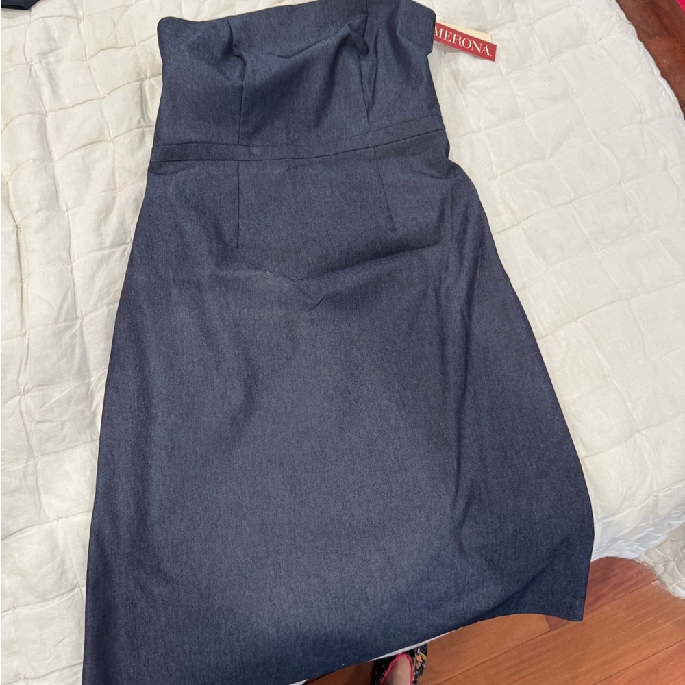 New with tags Merona Elegant Strapless Chambray Denim Dress
